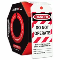 ACCUFORM Danger Tag By The Roll: Danger, Do Not Operate, Polyolefin, Dept/Expected Completion/Name (MPN TAR472)
