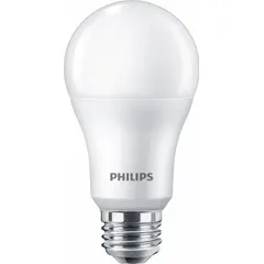 LED A19 classic bulb with a frosted finish and medium screw (E26) base. Operates at 120V AC, consumes 14 watts, and delivers 5000K cool white light. Suitable for general indoor lighting in lamps, ceiling fixtures, and enclosed fixtures.