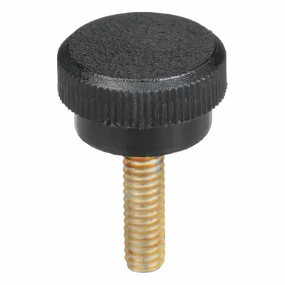 INNOVATIVE COMPONENTS Hand Knob: Knurled, Plastic w/ Steel Thread, #8-32 Thread, 0.625 in Thread Lg - Knurled Knobs with Threaded Stud