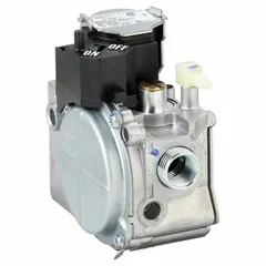 Direct ignition gas valve for use in direct spark or hot surface ignition systems. Single-stage, slow-opening design with straight-thru configuration. Rated at 140,000 BtuH. Suitable for gas-fired heating equipment such as furnaces and boilers.