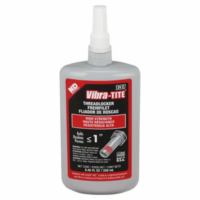 VIBRA-TITE High-Strength Threadlocker: 131, Red, High-Temp Resistant, 8.45 fl oz, Bottle - High-Strength Threadlockers (Red)