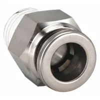 SMC Push-Fit Adapter Fitting: 8 mm OD x 1/8 in OD Size, Push-to-Connect x BSPT, Stainless Steel (MPN KQG2H08-01S)