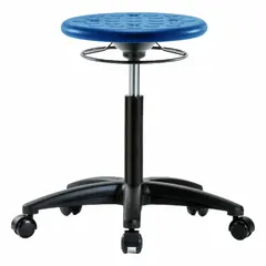 Polyurethane Lab Stool with Fiberglass Base, 5 Casters, Height Range 18 to 25-1/2 in