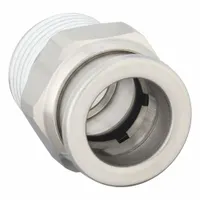SMC Push-Fit Adapter Fitting: 12 mm OD x 3/8 in OD Size, Push-to-Connect x BSPT, Stainless Steel (MPN KQG2H12-03S)