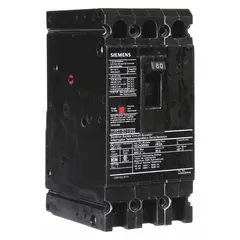 Siemens HED4 series molded case circuit breaker, ED-frame, rated 80 A with a maximum interrupting rating of 42 kA at 480 V AC. Features fixed instantaneous trip, ABC phase connection, and load side lug terminals. Suitable for overcurrent protection in power distribution panels, motor control centers, and branch circuits.