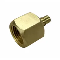 MEM-CO Barbed Fitting Adapter: 1/4 in Pipe x 1/4 in ID Size, FNPT x Barbed, Brass, Beaded Barb (MPN 1/4FB6-NP)