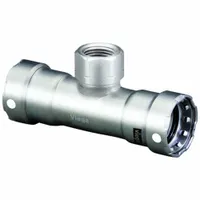 VIEGA MEGAPRESS Crimp Tee Fitting: 2 in Pipe x 2 in Pipe x 1 in Pipe Size, FKM (MPN 91905)