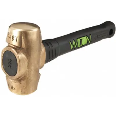 WILTON Soft-Face Sledge Hammer: Brass, Steel Handle, 8 lb Head Wt, 2 in Dia, 16 in Overall Lg - Soft-Face Sledge Hammers