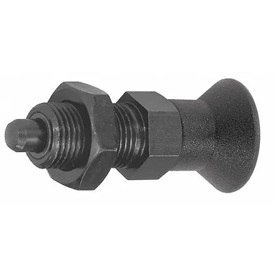 KIPP Indexing Plunger: Nonlocking, Steel, M10x1 Thread - Nonlocking Pull-Knob Indexing Plungers with Jam Nut