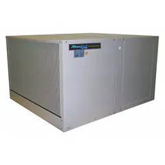 This single-inlet ducted evaporative cooler from MASTERCOOL measures 28 in x 42 in x 45 in with an 8 in pad thickness. It features a 1/2 hp motor operating on 230V AC and includes a drive package (assembly required). Suitable for residential cooling applications where ducted installation is desired.