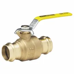 This 3-inch brass ball valve features a full port design for minimal pressure drop. Straight body with press x press connections enables fast installation without threading or welding. Locking lever handle provides secure position control. Suitable for on/off flow control in commercial and industrial piping systems.