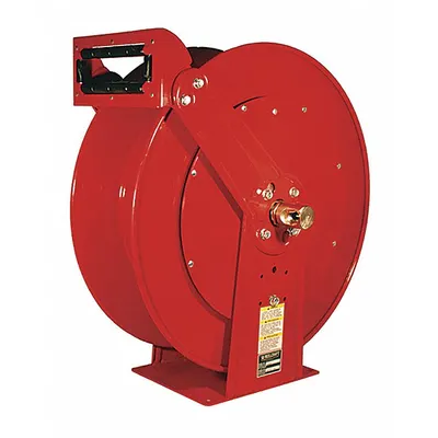 REELCRAFT Spring Return Hose Reel: 75 ft (3/4 in I.D.), 500 psi Max Op Pressure, Nickel Plated Steel - Dual-Pedestal Gas Spring-Return Hose Reels