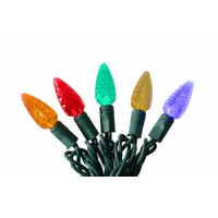 LED Holiday String Lights: Strawberry Shape, 23 11/16 ft Lg, Blue/Green/Orange/Red/Yellow, 70 LEDs