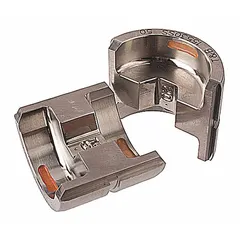 Upper and lower crimping die set for installing Color-Keyed connectors. Accommodates 1/0 AWG aluminum and 3/0 AWG copper conductors with a Code crimp profile. Designed as a replacement die for compatible crimping tools.