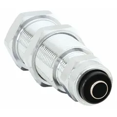 This chrome-plated brass quick-disconnect tube fitting features a straight configuration with Tube Stem x Compression connection. It is designed for 1/4 in OD tubing and 1/4 in pipe, enabling fast coupling and uncoupling in pneumatic or fluid systems. Sold in a 5-pack.