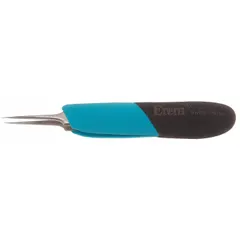 ESD-safe tweezers with a straight pointed tip (0.28 mm thick) for handling small components in electronics assembly, laboratory work, and precision manufacturing. Stainless steel construction with smooth finish and ergonomic design.