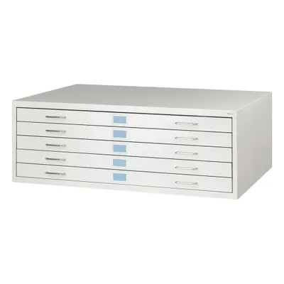 SAFCO Flat File Cabinet: White, 5 Drawers, 16 1/2 in Overall Ht, 32 in Overall Dp - Flat File Cabinets