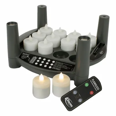 STERNO Flameless Candle, Black/White, 9 3/4 in H x 9 3/4 in W - Candles & Votives