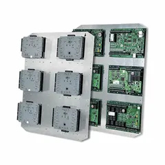 Galvanized steel backplane for mounting equipment within enclosures. Overall height 23.75 inches, overall width 18.13 inches. Suitable for use in electrical enclosures and low-voltage installations.