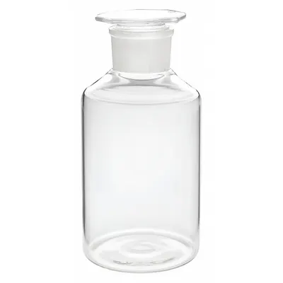 WHEATON Reagent Bottle: 2 L, Closure Material: Glass Cap, Colorless, 6 Bottles - Clear Wide Mouth Round Glass Lab Bottles