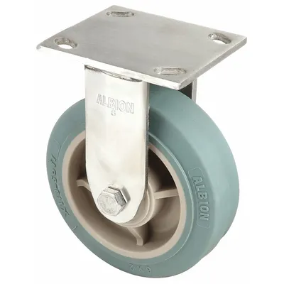 OEM Corrosion-Resistant Plate Caster, Rigid, Rubber, 6 in Wheel Dia - Corrosion-Resistant Plate Casters