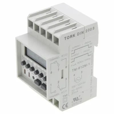 TORK Electronic Timer: 7 day, SPDT, 120V AC, 14 Events Available - DIN Rail-Mounted Digital Timer Switches