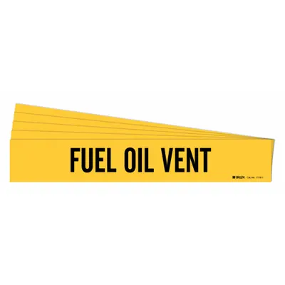 BRADY Pipe Marker: Fuel Oil Vent, Yellow, Black, Fits 2 1/2 to 7 7/8 in Pipe O.D. - Fuel Oil Vent Adhesive Pipe Markers