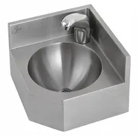 JUST MANUFACTURING Corner Bathroom Sink: Lavatory Group, Silver, Stainless Steel, Sensor, 1 Bowls (MPN A35929-1-J)
