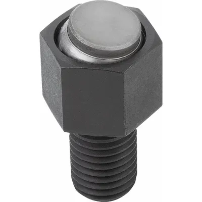 KIPP Threaded Gripper w/Flat Pad: Stainless Steel Pad, M20, 100 mm Thread Lg - Threaded Grippers with Flat Stainless Steel Pad