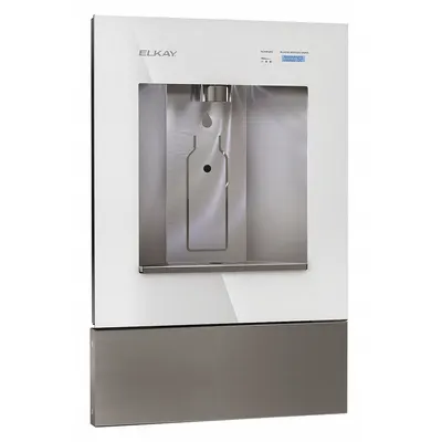 ELKAY Bottle Filler: In-Wall, Non-Refrigerated, Stainless Steel, White, Brushed - In-Wall Bottle Fillers