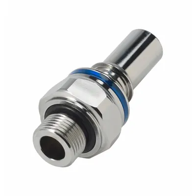 CPC Quick Connection Coupling: Straight, 3/8 in Pipe Size, Cool Blue - Chrome-Plated Brass Quick-Disconnect Tube Fittings