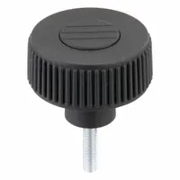 Hand Knob: Knurled, Plastic w/ Steel Thread, M5 Thread, 10 mm Thread Lg, 40 mm Dia, Gray (MPN K0260.5105X10)