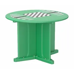 This 42-inch diameter round X-base table from CORTECH features a game top and accepts ballast for stability. Constructed of polyethylene, it is suited for outdoor social seating in parks, campuses, and hospitality settings.