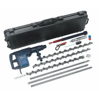 AMS Flighted Auger Kit: Stainless Steel, 5/8 in Connection Size, 2 in Overall Dia - Soil Auger Kits