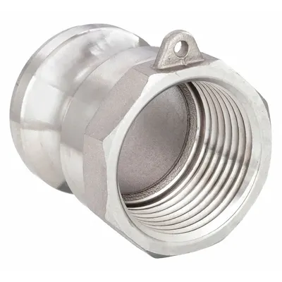 USA INDUSTRIALS Cam and Groove Adapter: 4 in Coupling Size, 4 in -8 Thread Size, 2 23/32 in Overall Lg - Type A Stainless Steel Cam & Groove Fittings