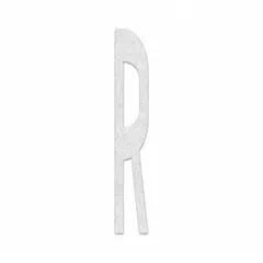 White thermoplastic pavement marking with legend 'R', 6 ft long and 11 1/2 in wide. Applied via hand torch adhesion. Used to designate parking, loading zones, or directional lanes in industrial facilities, warehouses, and commercial lots.