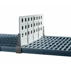 This polymer vertical divider creates front-to-back compartments on plastic shelving. It includes one divider/ledge and is suited for organizing items in commercial or industrial storage areas. The taupe polymer resists moisture and corrosion.