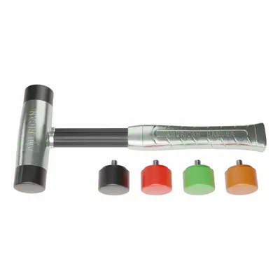 AMERICAN Replaceable Tip Hammer: Urethane, 2 lb Head Wt, 1 1/2 in Tip Dia, 12 in Overall Lg - Rubber-Tip Hammers