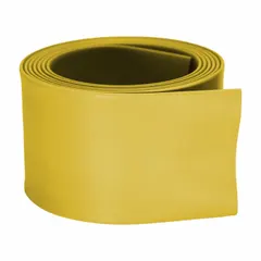 Yellow heat shrink tubing with 3 in inner diameter before shrinking and 1.5 in after shrinking, supplied in 4 ft lengths. Used for insulating and color-coding electrical cables, wires, and bus bars in industrial, utility, and maintenance applications.