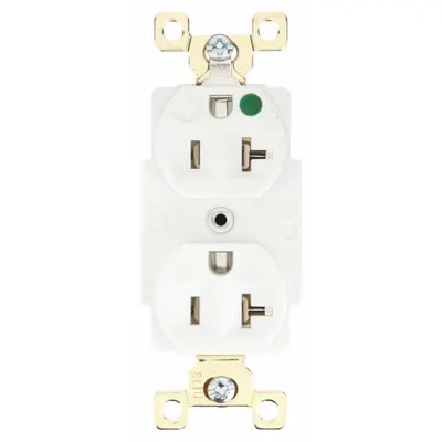 BRYANT Receptacle: Hospital Grade Fed. Spec., Duplex, 5-20R, White, 125V AC, 20 A - General Purpose Receptacles