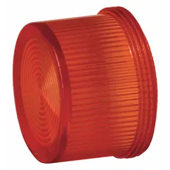 Red plastic lens with concentric ring pattern for Class 52 series pilot lights. Used as a replacement or component in industrial control stations for status indication.