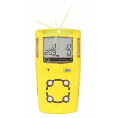 Yellow multi-gas detector with integrated sampling pump for confined-space entry and personal safety monitoring. Detects carbon monoxide (CO) and hydrogen sulfide (H2S). IP68-rated housing, powered by a Lithium Ion battery, and includes a PC-Compatible Interface. Part number MCX3-00HM-Y-NA.