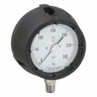 BOURDON Panel-Mount Pressure Gauge: 0 psi to 300 psi, White, 4 1/2 in Dial, 1/2 in NPT Male, Bottom (MPN MPG6-A60.H25)