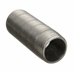 Schedule 40 welded pipe nipple with 1/8 in nominal size, 3/4 in length, and Male NPT threads on both ends. Rated for 300 psi at 150°F. Used in low-pressure industrial piping systems for air, water, oil, and gas lines.