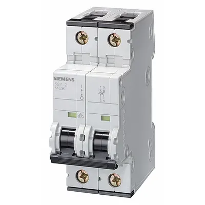 Siemens Supplementary Protector: 6 A Amps, 72V DC, 10kA at 400V AC, Screw Clamp - B-Curve, 2-Pole UL1077 DIN Rail-Mount Supplementary Protectors