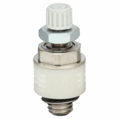 SMC Exhaust Port Flow Control: Thumbwheel Adjuster, M5 x 0.8 Male UNF - Thumbwheel Adjustment Exhaust Flow Control Valves