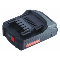 This 18V DC, 2 Ah battery features a tabbed design for secure connection in compatible cordless tools. The set includes both the battery and charger. Suitable for powering cordless tools such as pipe cutters and presses in plumbing and HVAC applications. Note: not oil-resistant.