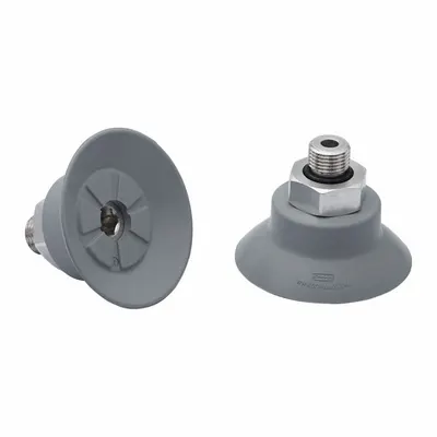 SCHMALZ Vacuum Pad Assembly: G1/8 in, 39.2 mm Pad Dia, NBR, 55 A, Gray - Flat Type Electronics Industry Vacuum Pad Assemblies
