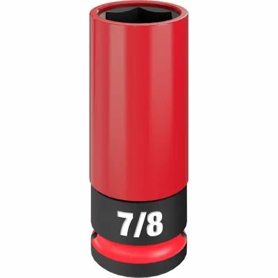 MILWAUKEE Lug Nut Wheel Socket: 1/2 in Drive Size, SAE, 7/8 in Socket Size, 6-Point - Non-Marring Drive Sockets