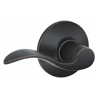 Passage lever lockset for interior doors where locking is not required, such as hall or closet doors. Features an Accent style lever in Aged Bronze/Brass finish. ADA compliant with ANSI F75 function. Not ligature-resistant and has no visual indicator